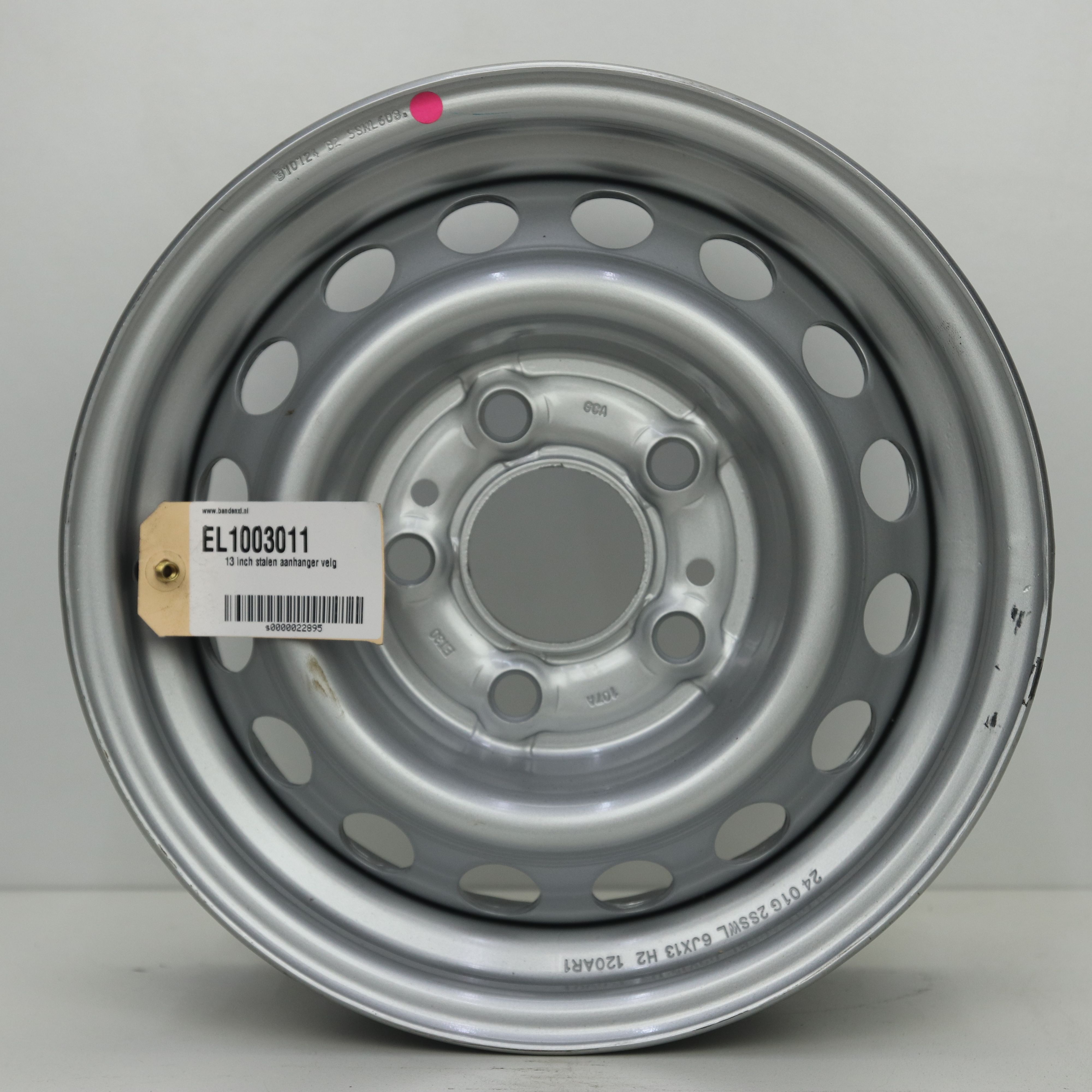 EL1003011 13 inch stalen aanhanger velg 6.00X13 5X112 ET30.0 NB66.50 Zilver