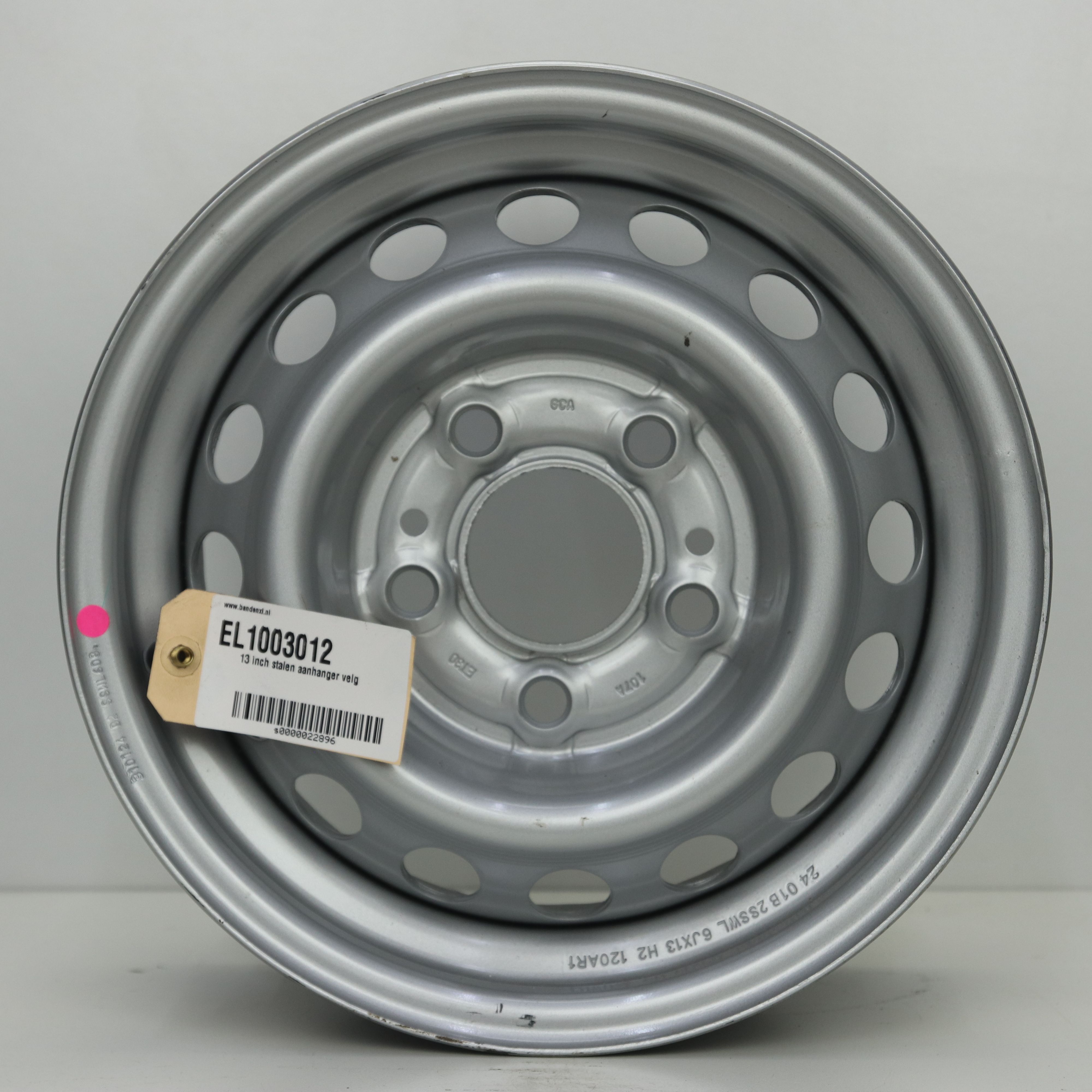 EL1003012 13 inch stalen aanhanger velg 6.00X13 5X112 ET30.0 NB66.50 Zilver