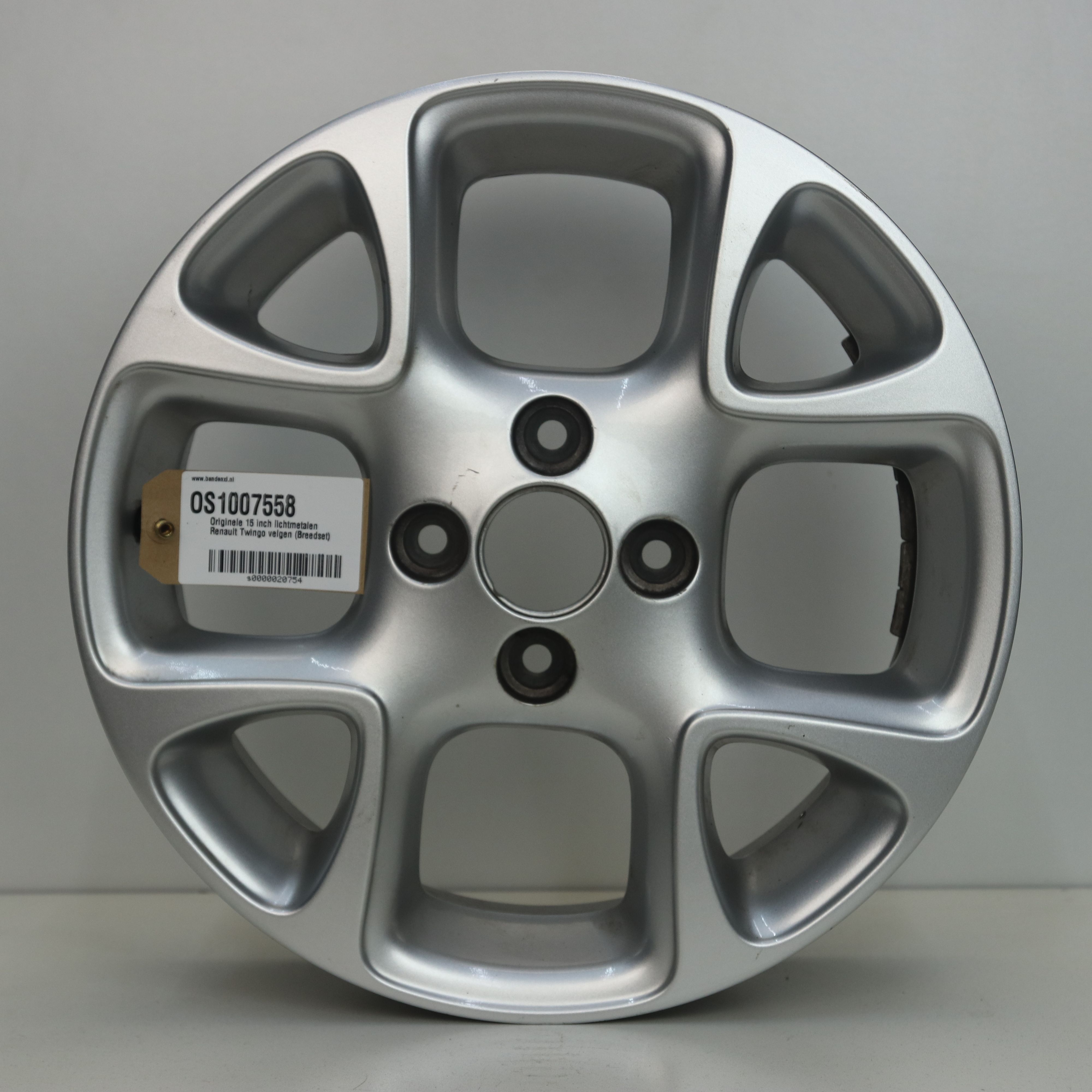 OS1007558 Originele 15 inch lichtmetalen Renault Twingo velgen (Breedset) 5.00X15 4X100 ET38.0 NB60.10 Zilver