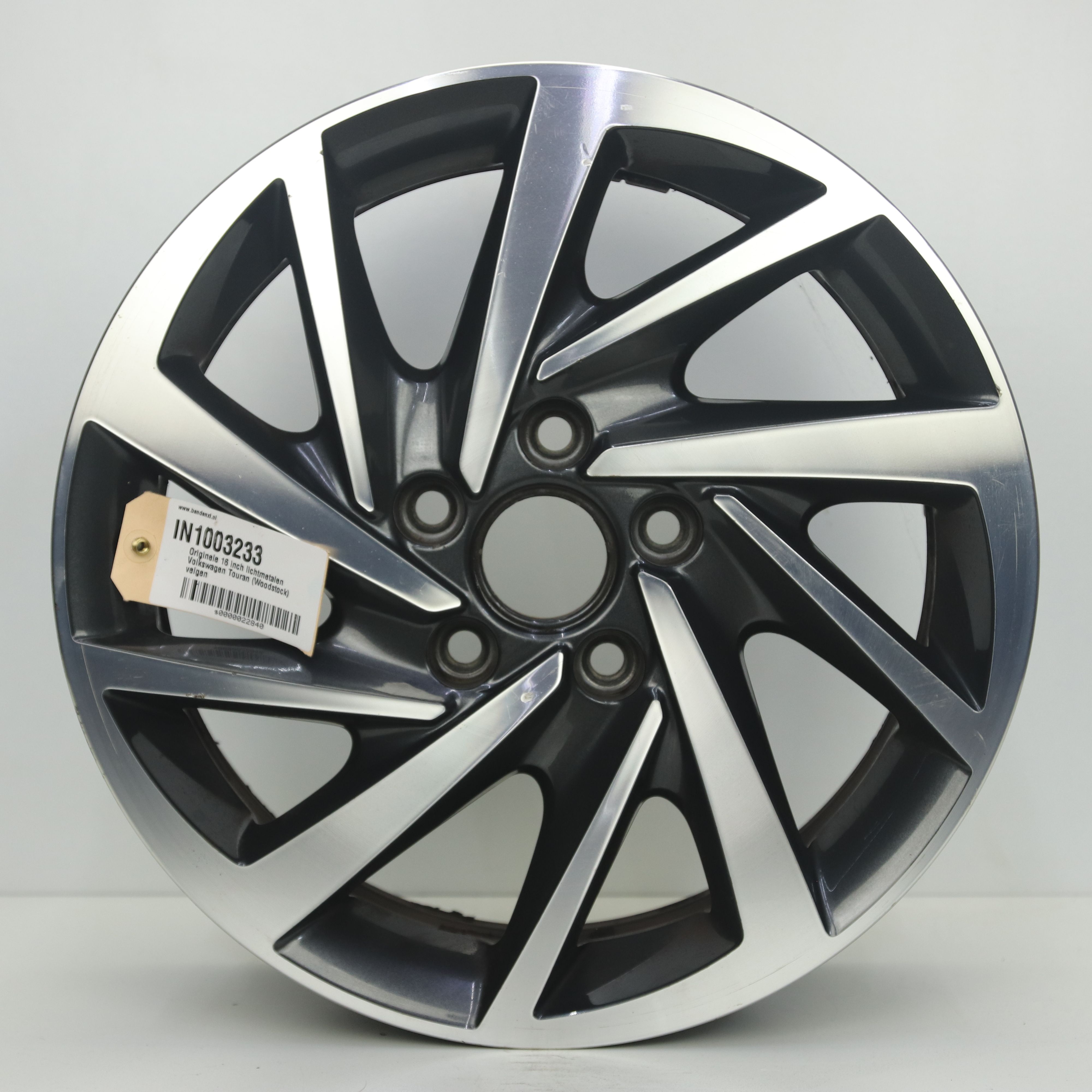 IN1003233 Originele 16 inch lichtmetalen Volkswagen Touran (Woodstock) velgen 6.50X16 5X112 ET48.0 NB57.10 Antraciet gepolijst
