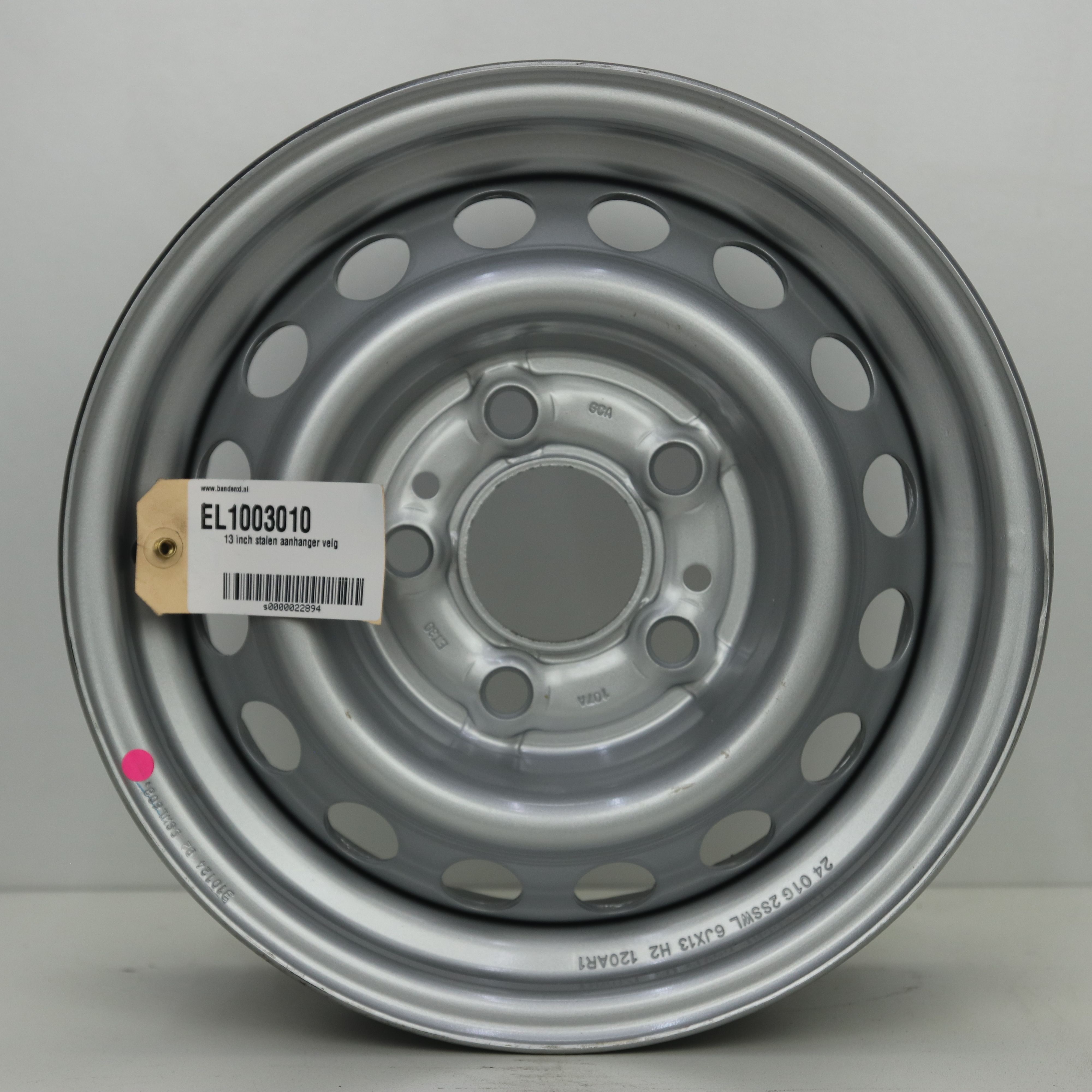 EL1003010 13 inch stalen aanhanger velg 6.00X13 5X112 ET30.0 NB66.50 Zilver