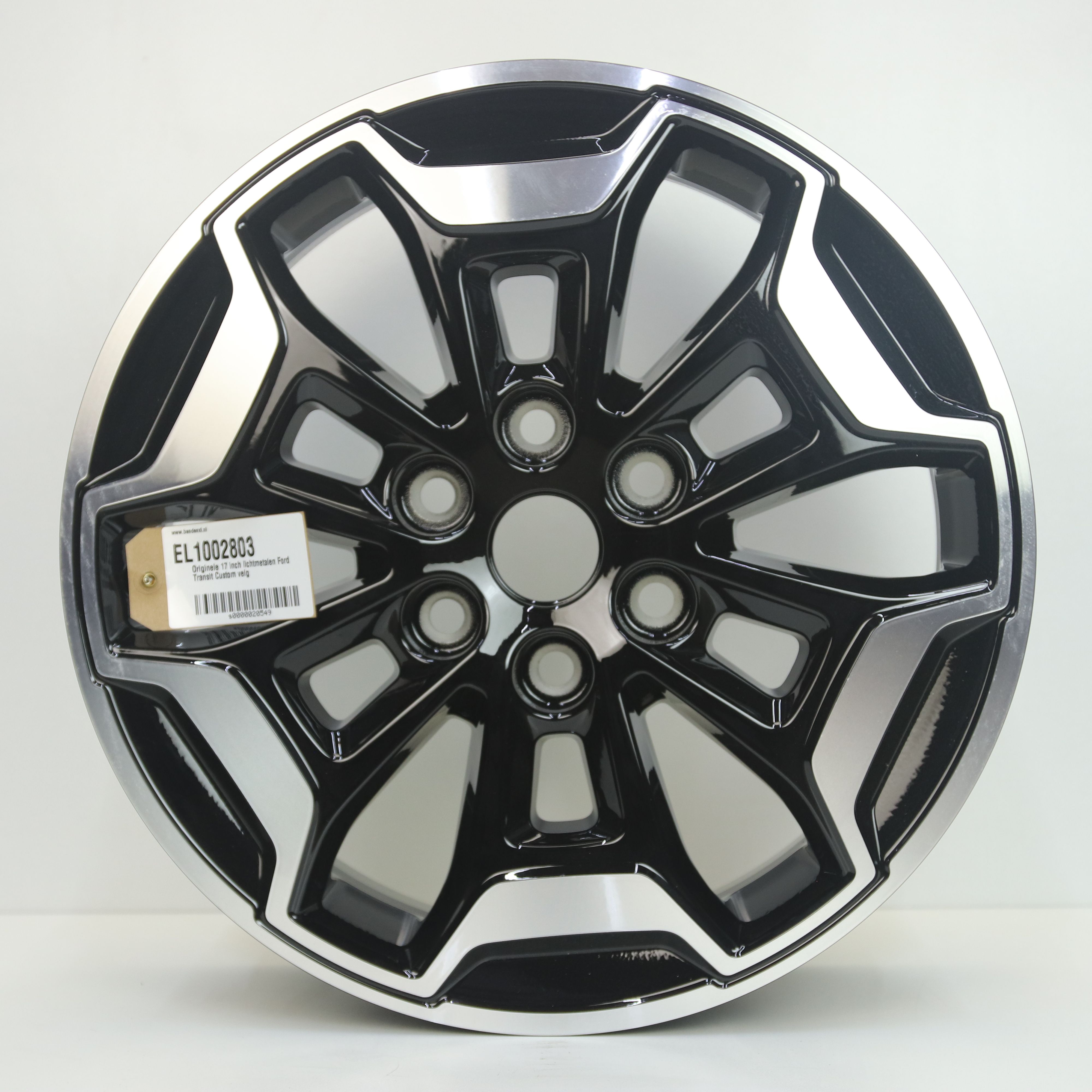 EL1002803 Originele 17 inch lichtmetalen Ford Transit Custom velg 6.50X17 6X120 ET50.0 NB74.50 Zwart gepolijst