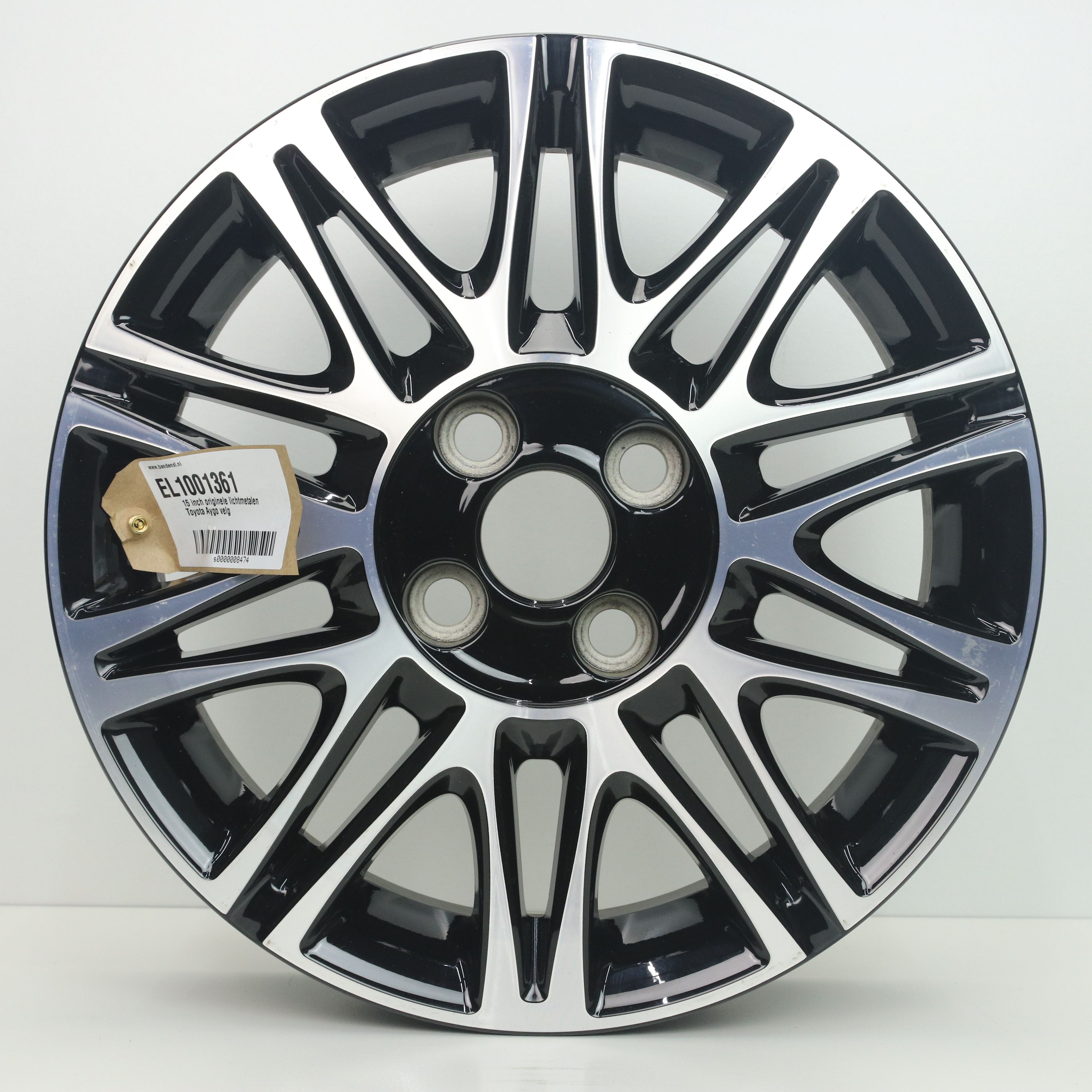 EL1001361 15 inch originele lichtmetalen Toyota Aygo velg 4.50X15 4X100 ET35.0 NB54.10 Zwart gepolijst