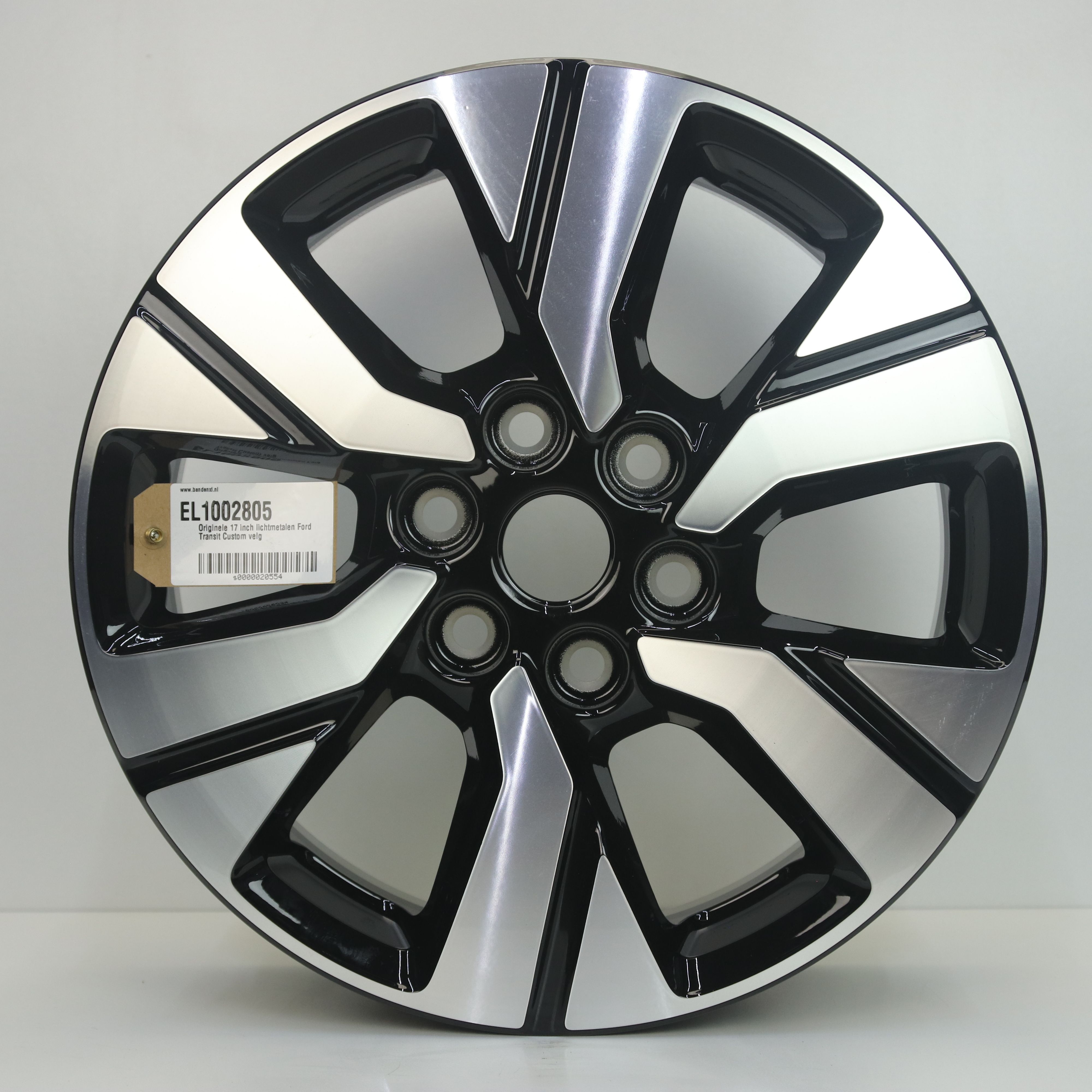 EL1002805 Originele 17 inch lichtmetalen Ford Transit Custom velg 6.50X17 6X120 ET50.0 NB74.50 Zwart gepolijst