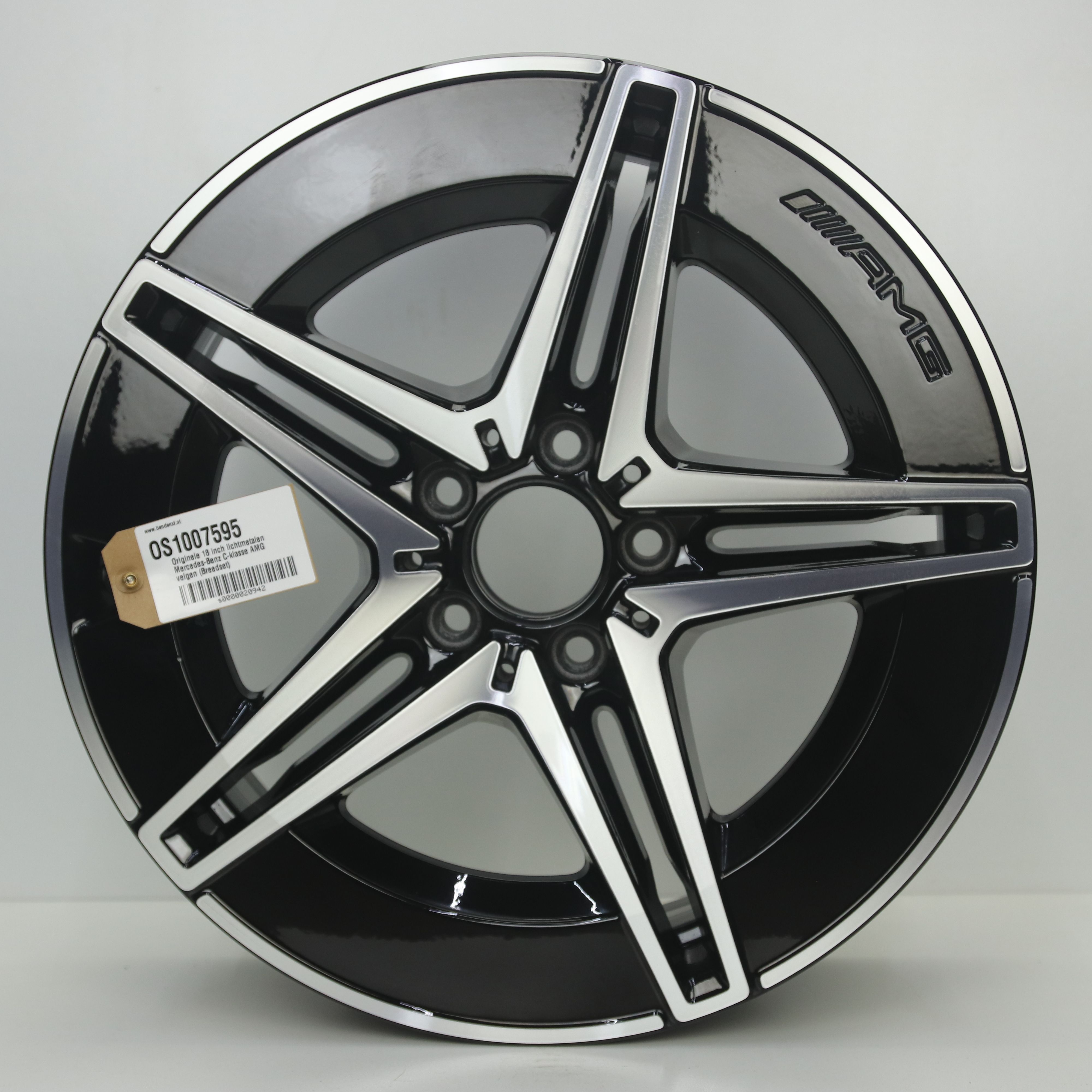 OS1007595 Originele 18 inch lichtmetalen Mercedes-Benz C-klasse AMG velgen (Breedset) 7.50X18 5X112 ET40.0 NB66.60 Zwart gepolijst