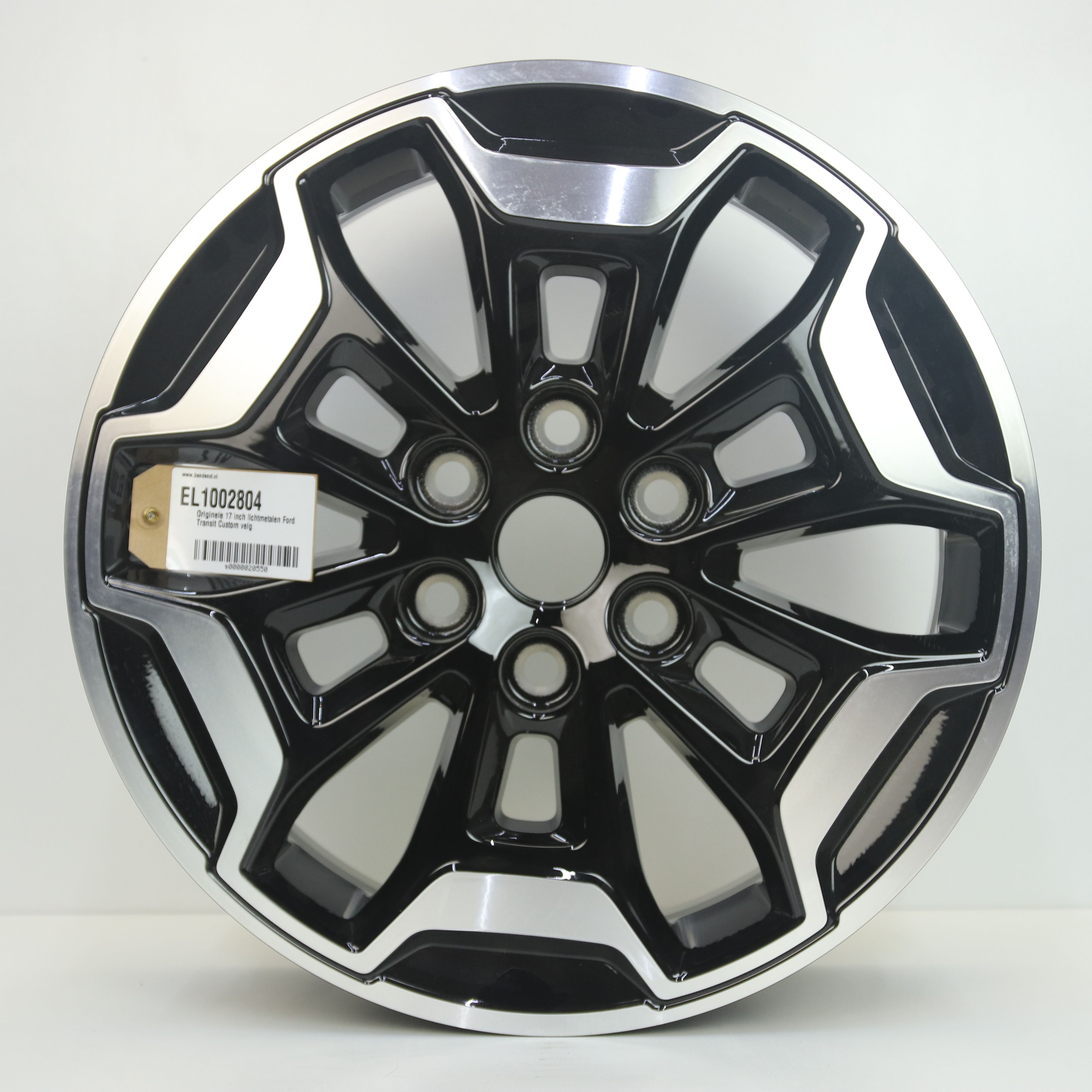 EL1002804 Originele 17 inch lichtmetalen Ford Transit Custom velg 6.50X17 6X120 ET50.0 NB74.50 Zwart gepolijst
