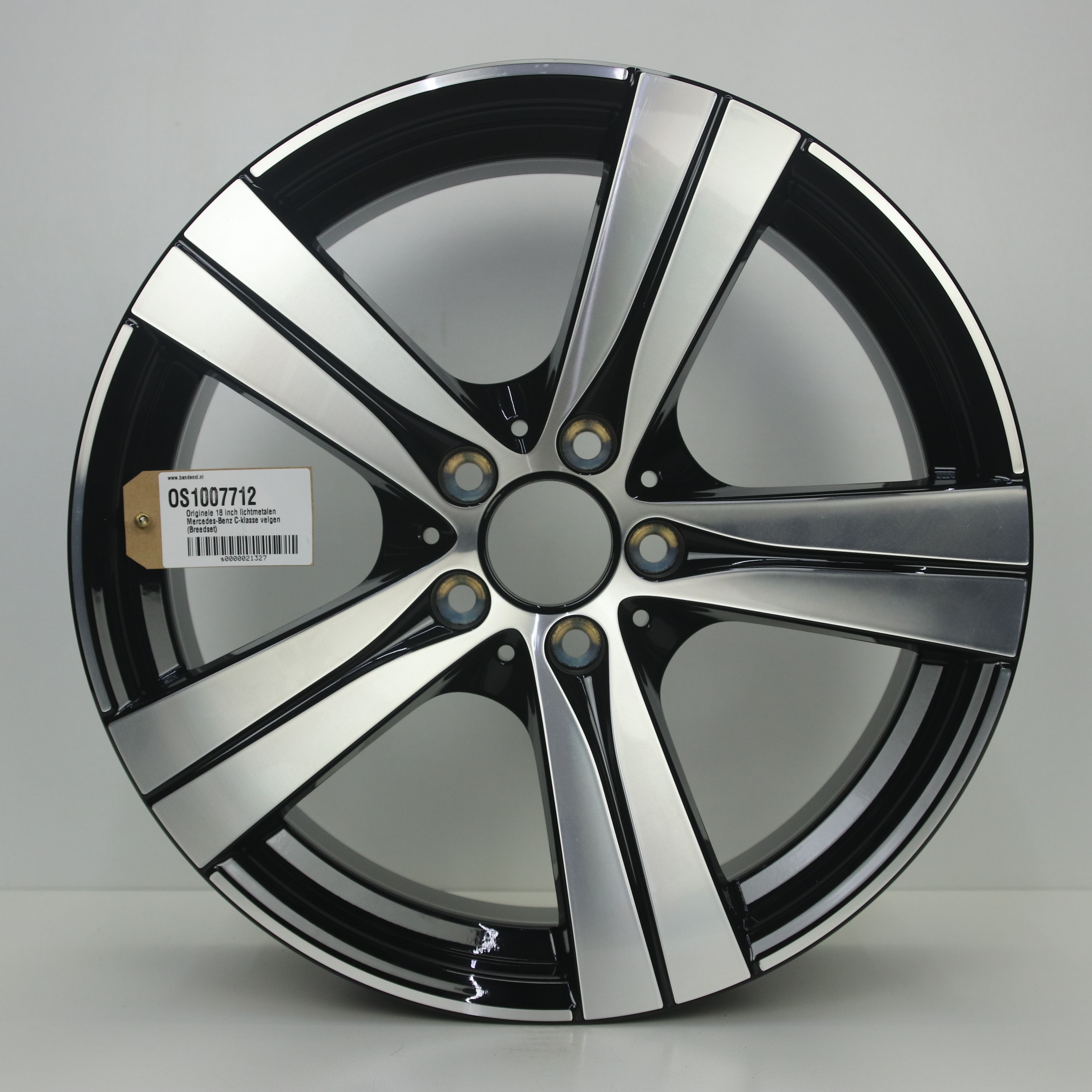 OS1007712 Originele 18 inch lichtmetalen Mercedes-Benz C-klasse velgen (Breedset) 7.50X18 5X112 ET40.0 NB66.60 Zwart gepolijst