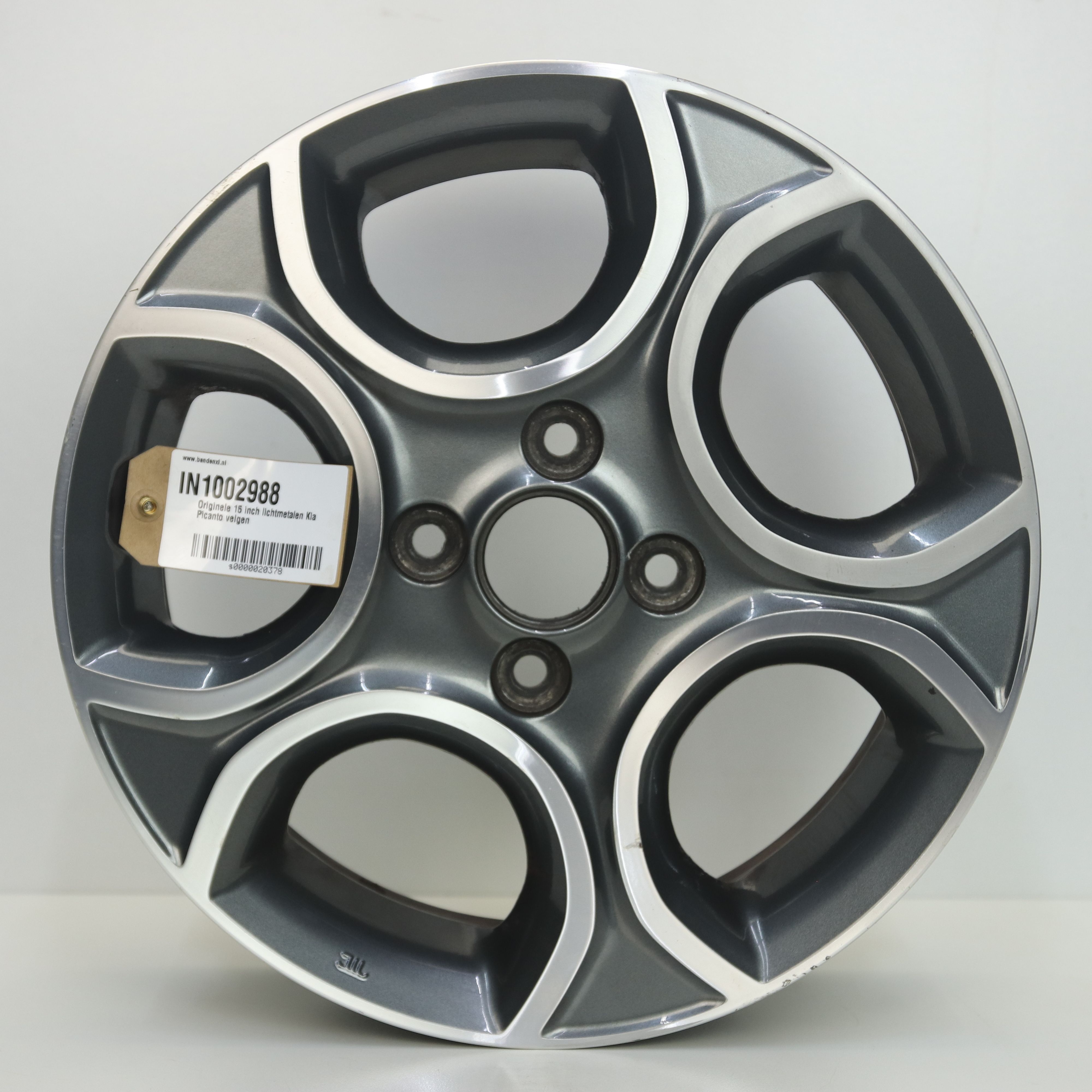 IN1002988 Originele 15 inch lichtmetalen Kia Picanto velgen 5.50X15 4X100 ET52.0 NB54.10 Antraciet Gepolijst