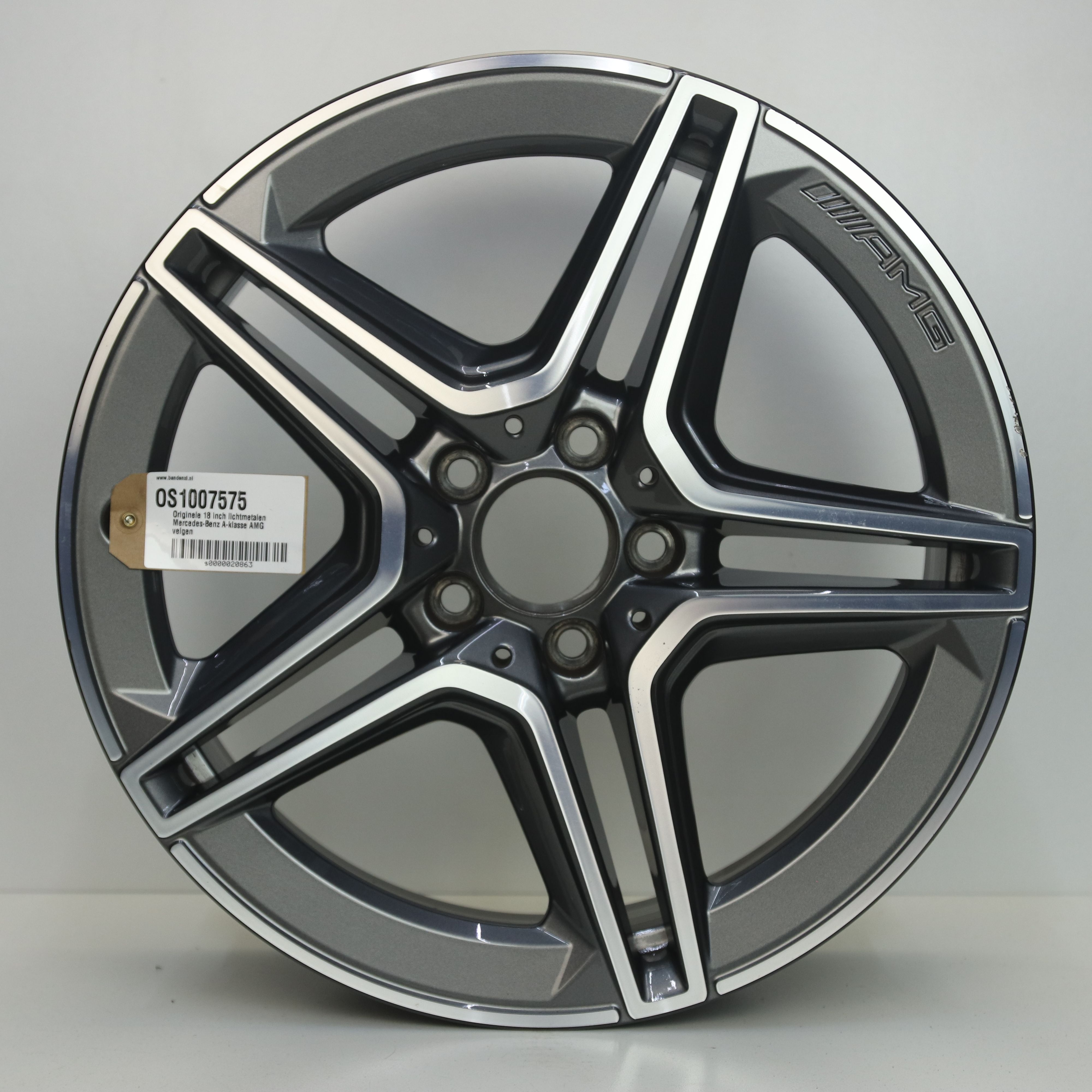 OS1007575 Originele 18 inch lichtmetalen Mercedes-Benz A-klasse AMG velgen 7.50X18 5X112 ET49.0 NB66.60 Antraciet Gepolijst